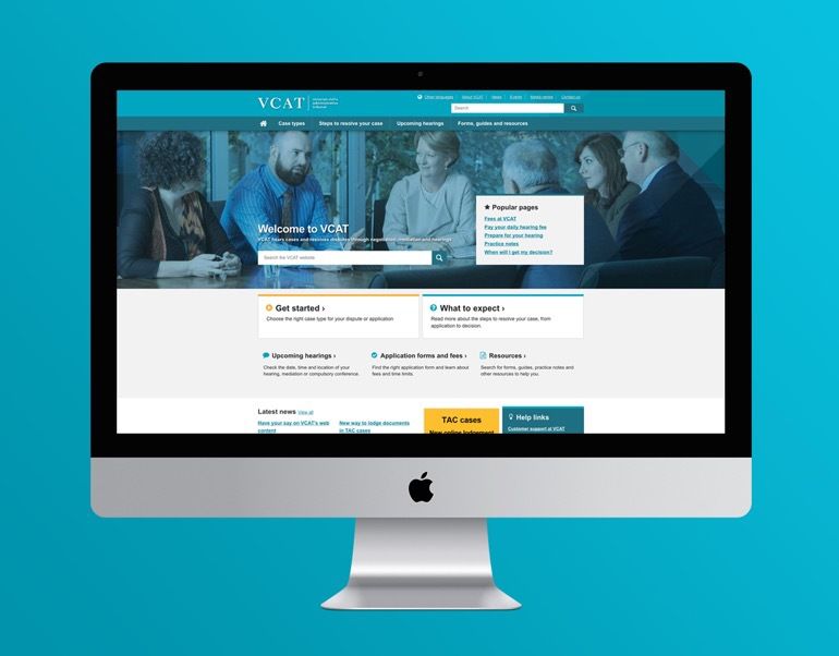 The completed VCAT homepage.